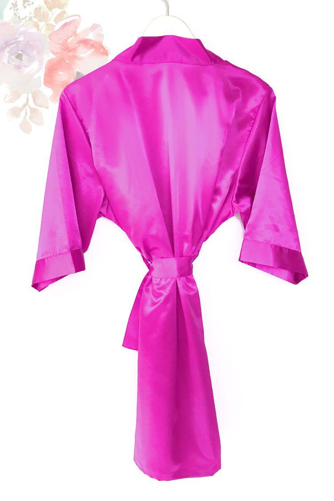 Fuchsia Satin Kimono Robe