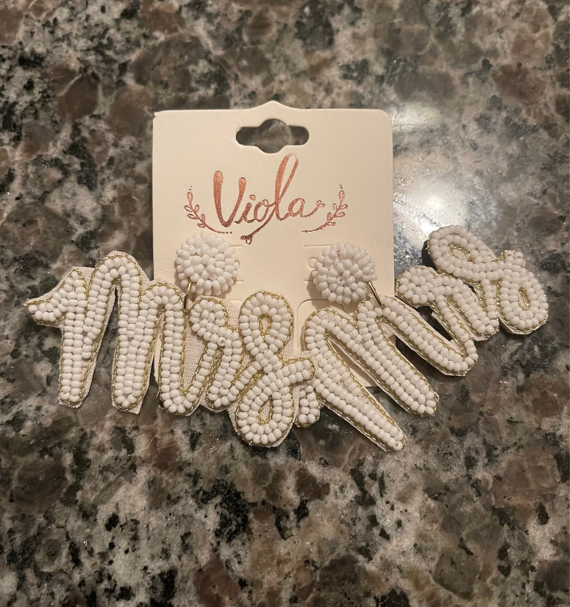 White Mrs. Earrings viola gift