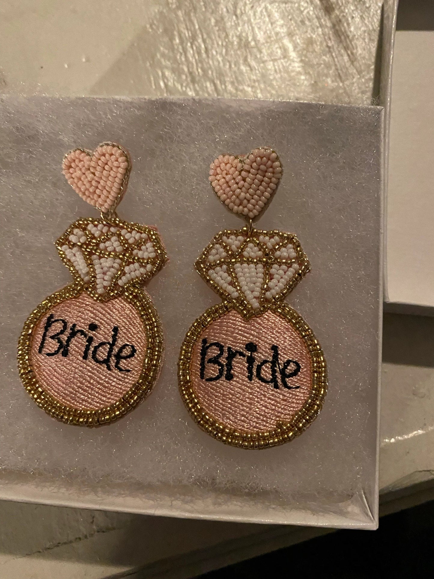 Pink Diamond Ring bride Earrings
