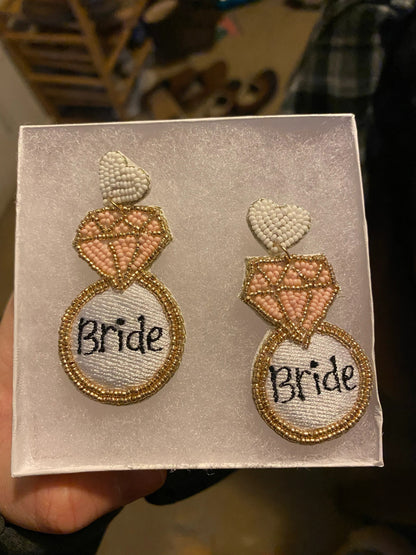 Diamond Ring Bride Earrings beaded