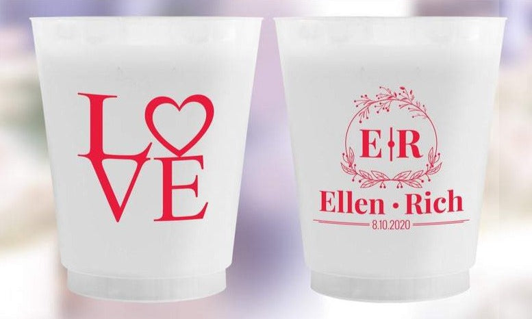 Frosted Wedding Monogram Cups (eg)