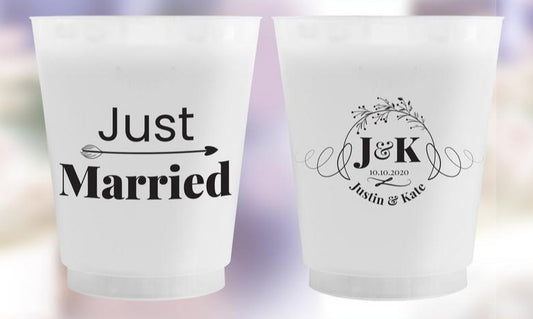 Frosted Wedding Monogram Cups (ee)