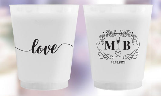 Frosted Wedding Monogram Cups (ef)
