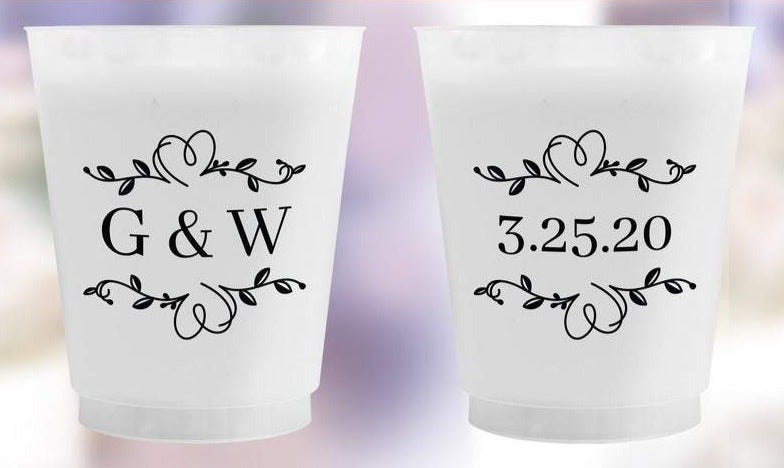 Monogram Wedding Custom Frosted Cups (eo)