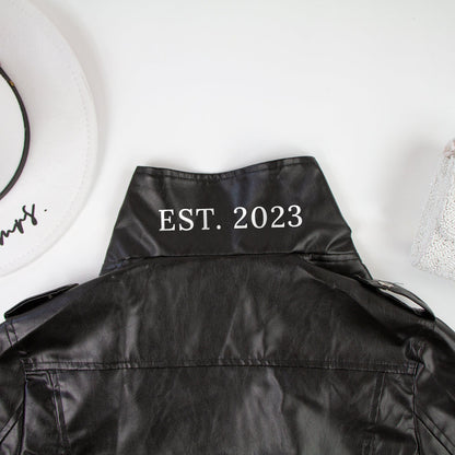 (Faux Leather) Black Till Death Bridal Shower Leather Jacket