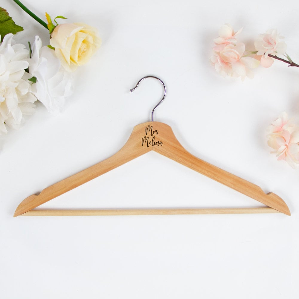 Engraved Wooden Hanger for Weddings