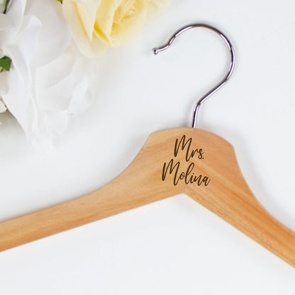Engraved Wooden Hanger for Weddings