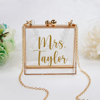 Custom Mrs Last Name Clear Clutch