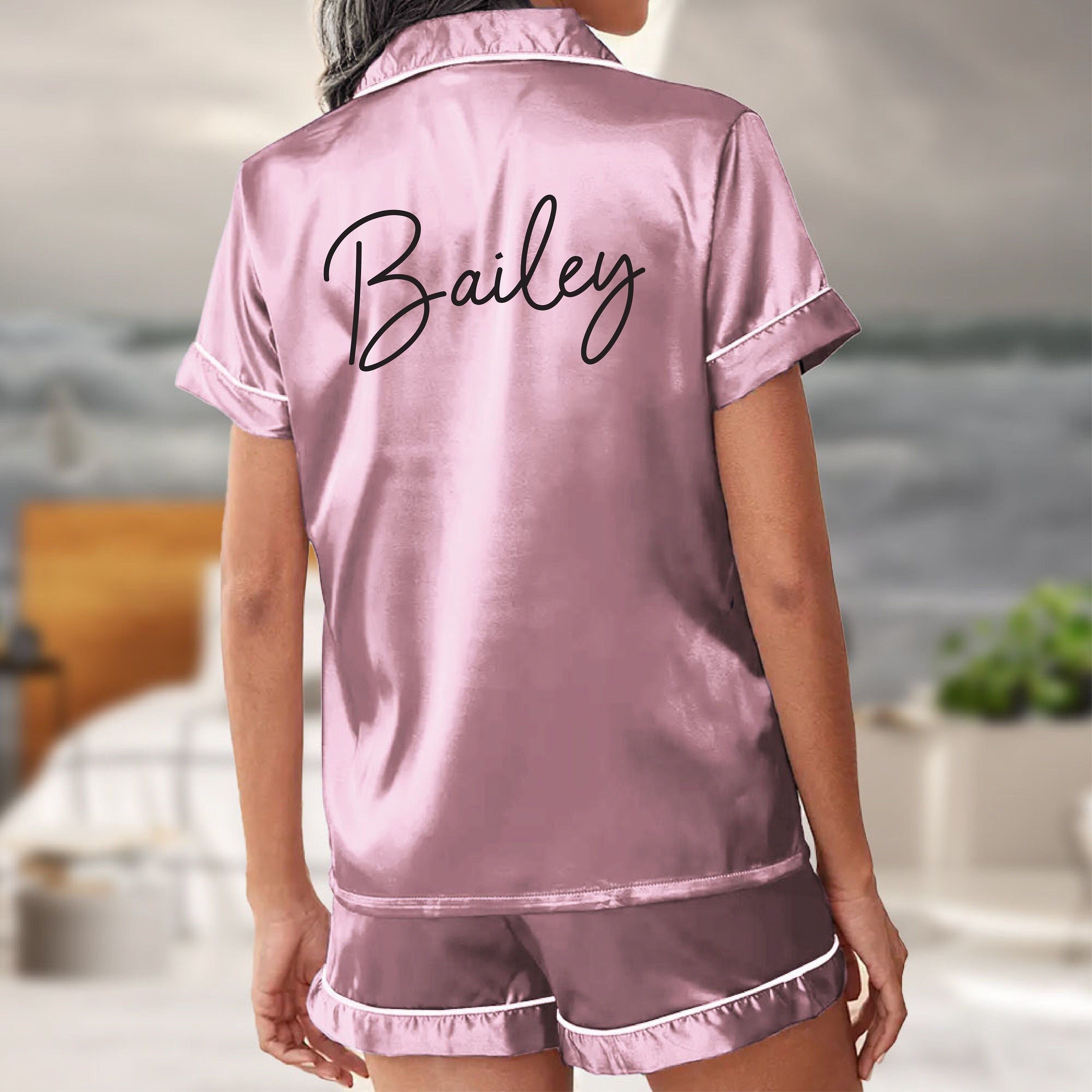 Dusty Pink pjs - custom pjs - satin pajama set - Bridesmaid pink