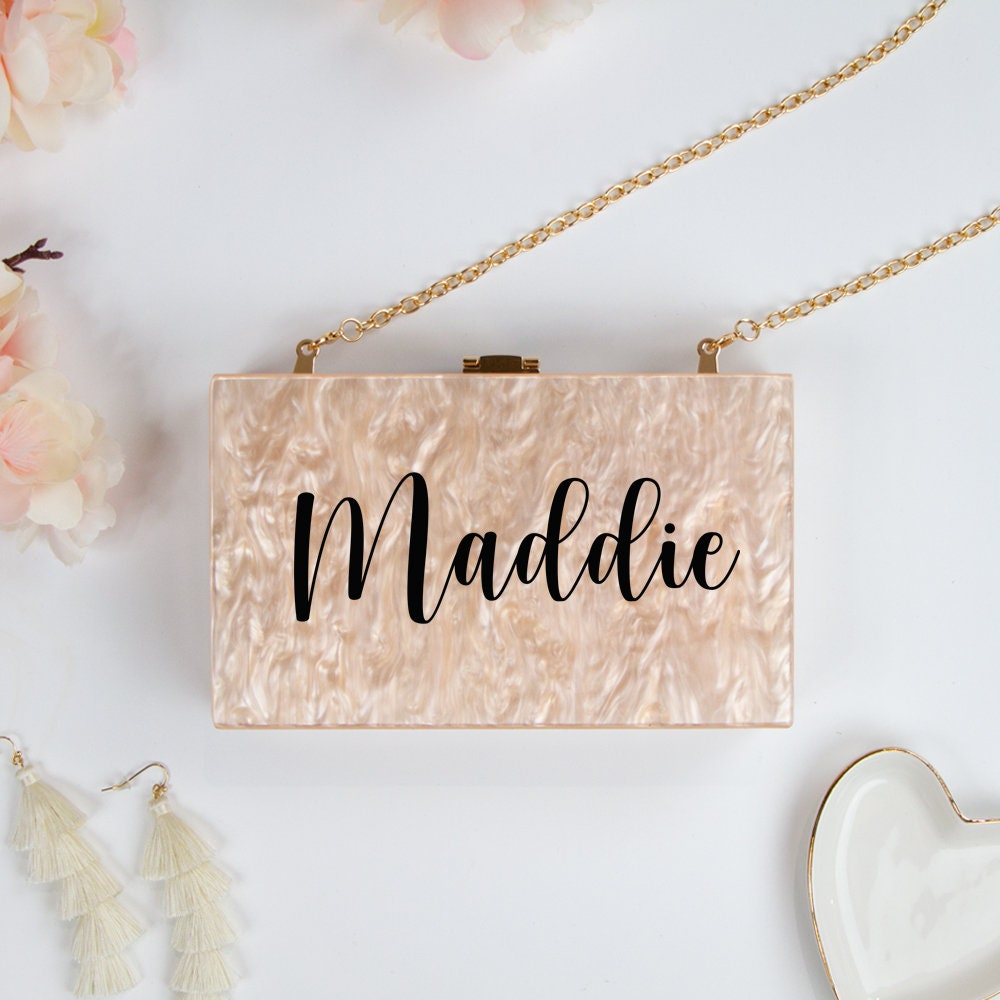 Personalized Marbled Acrylic Clutch Bag