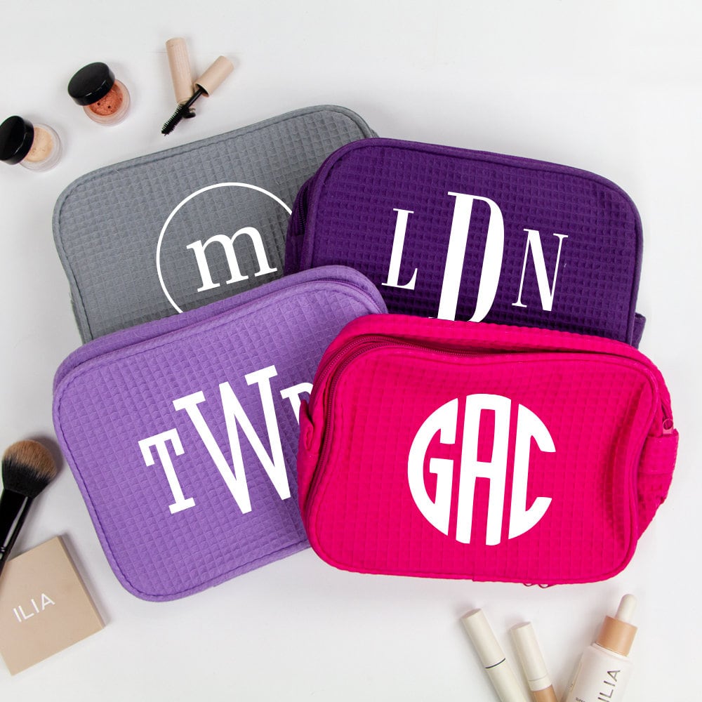 Embossed Wedding Monogram Makeup Bag