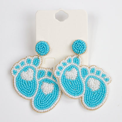 Blue Boy Beaded Earrings