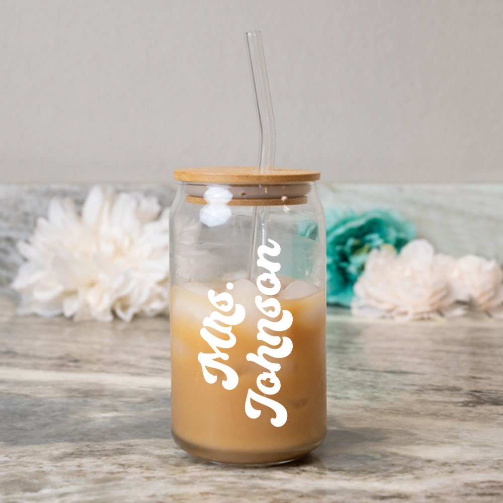 Custom Glass Tumbler, Personalized Glass Tumbler, Glass Coffee Cup with Name, Custom Name Glass, Customized Bachelorette Glass Tumbler Favor, Bridesmaid Gifts, Bridesmaid Tumbler, Maid of Honor Gift, Bridal Party Favor, Gifts for Her, Personalized Glass Cup, Custom Glass Coffee Cup, Custom Iced Coffee Cup with Lid and Straw, Customized Glass Tumbler with Straw