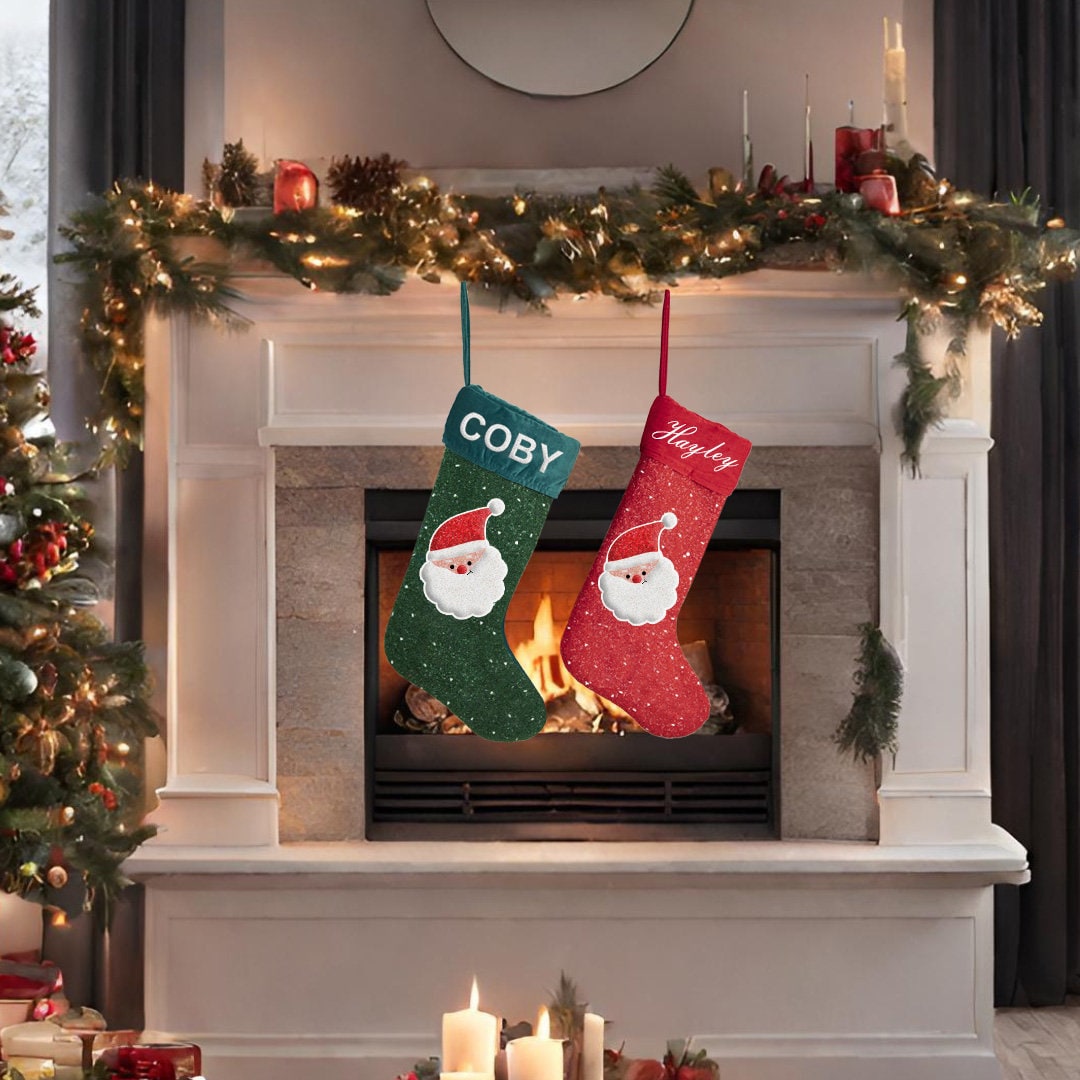 Custom Christmas Stockings, Beaded Christmas Stockings, Seed Bead Christmas Stockings, Personalized Stockings for Christmas, Christmas Socks