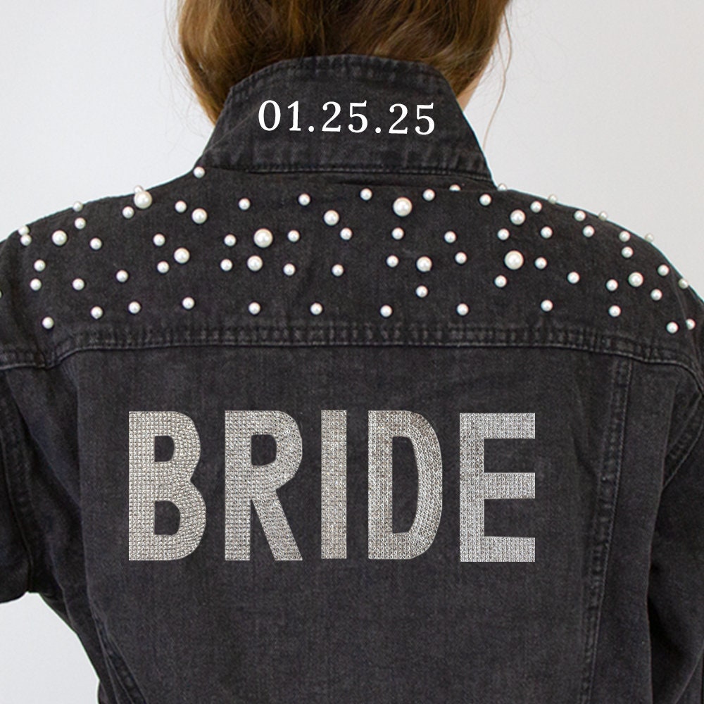 Black Rhinestone Bride Patch Denim Jacket