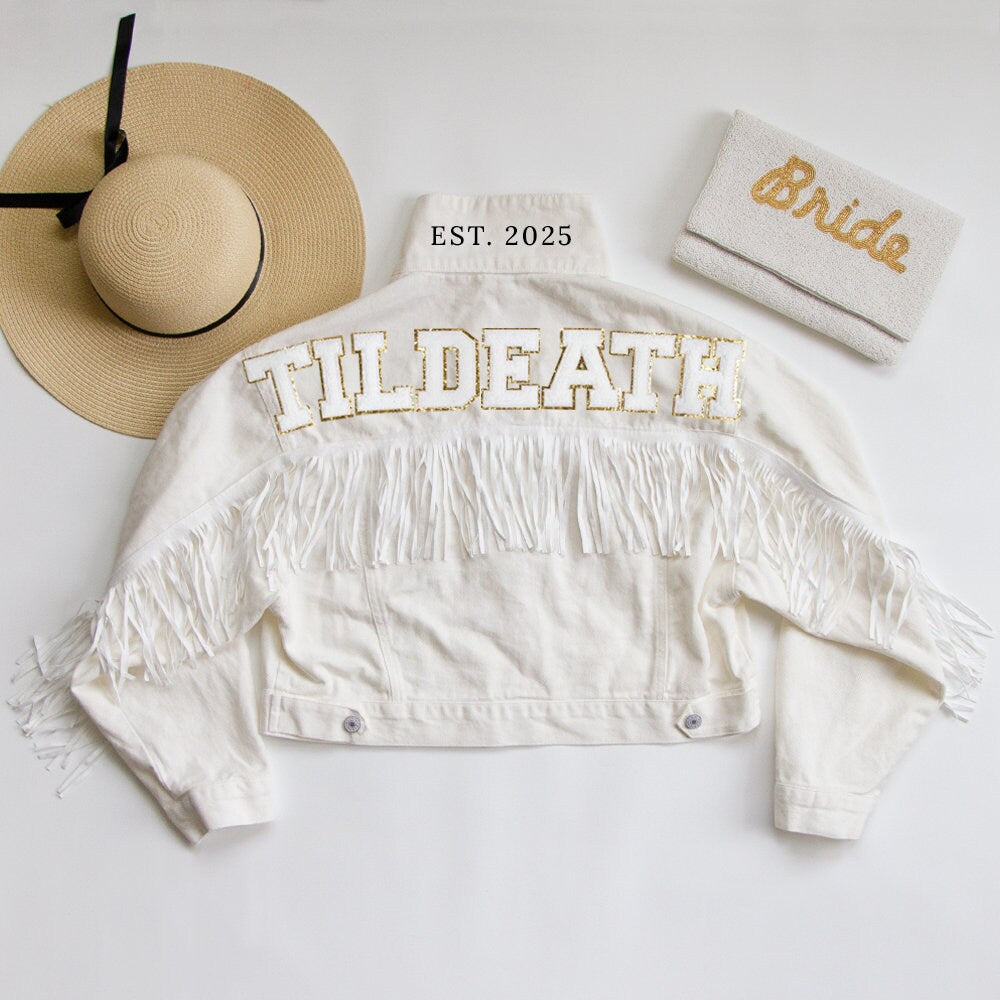 White Fringe Till Death Bridal Jacket