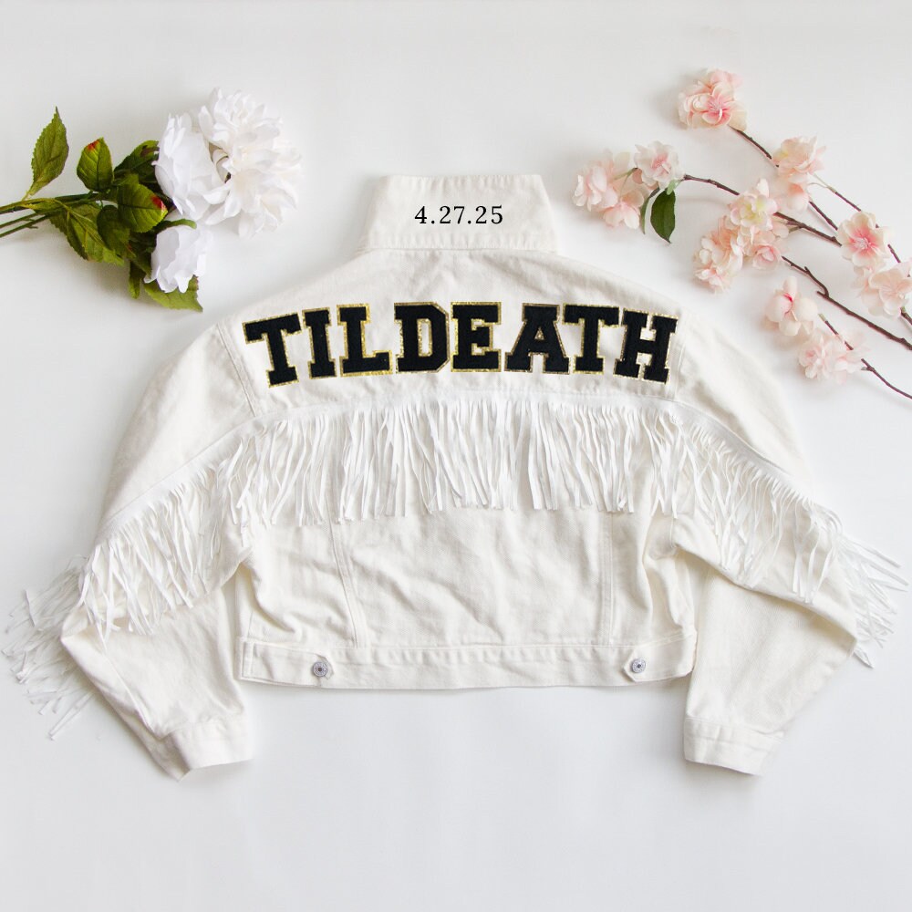 White Fringe Till Death Bridal Jacket