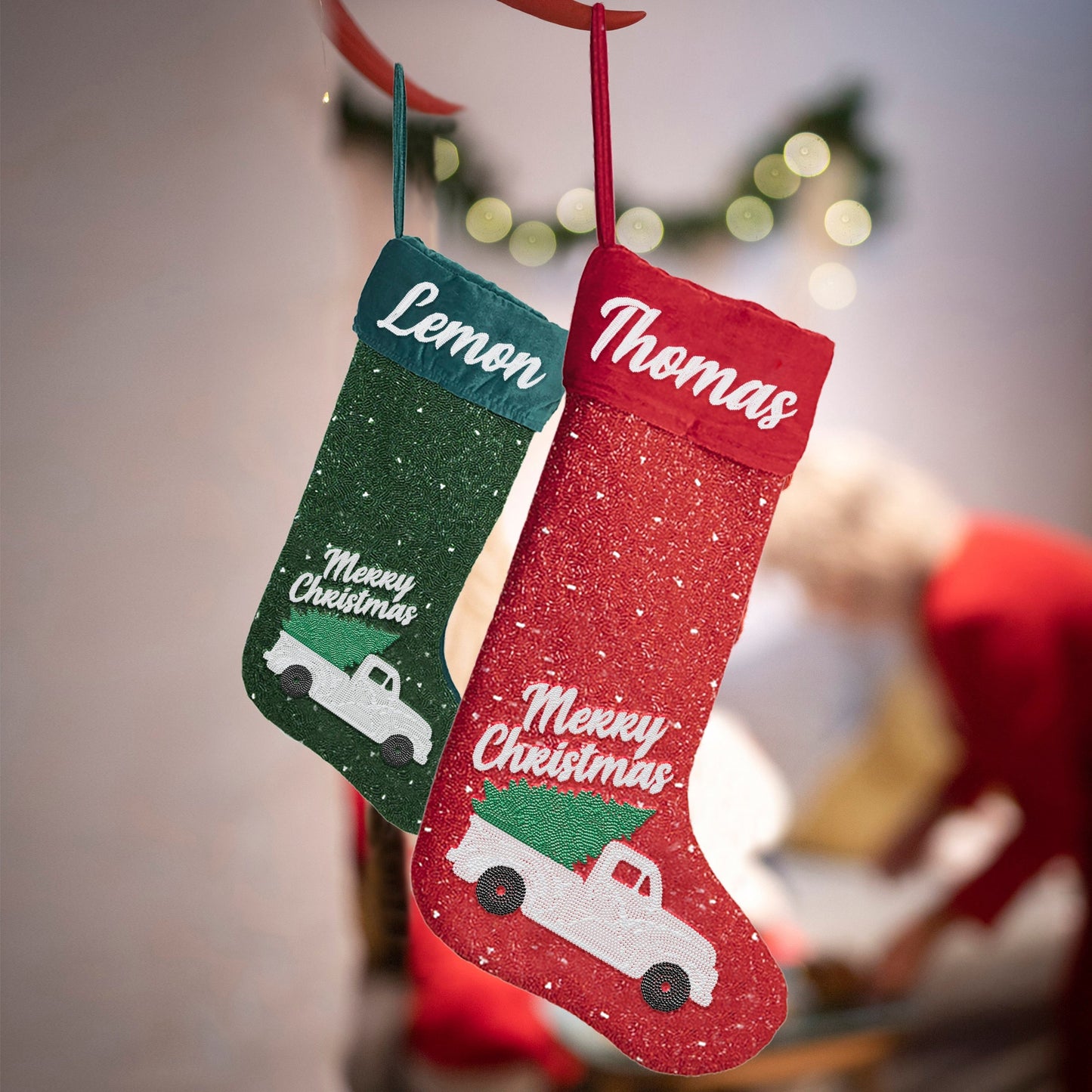 Customized Christmas Stockings with Beads