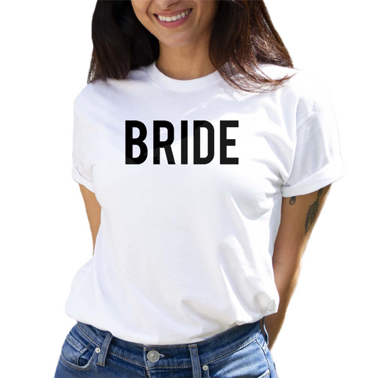 "Bride" White Tee - Simplified in Black