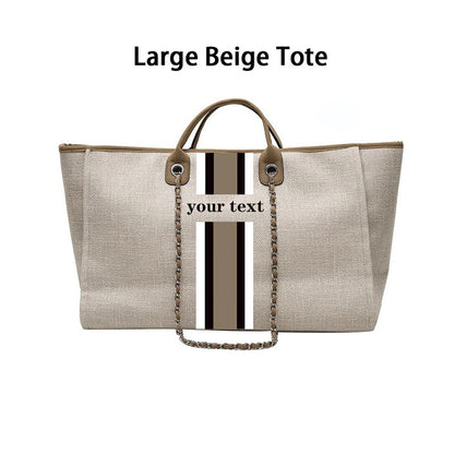 Custom Large Striped Tote Bag