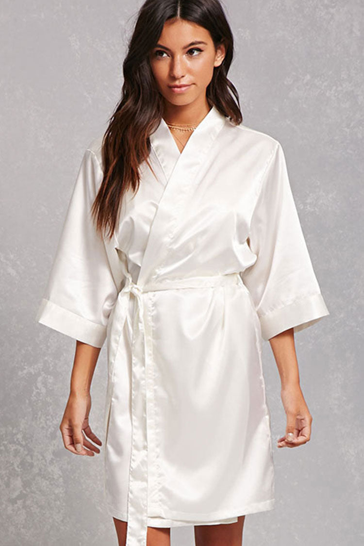 White Shoulder Robe White Satin Robe