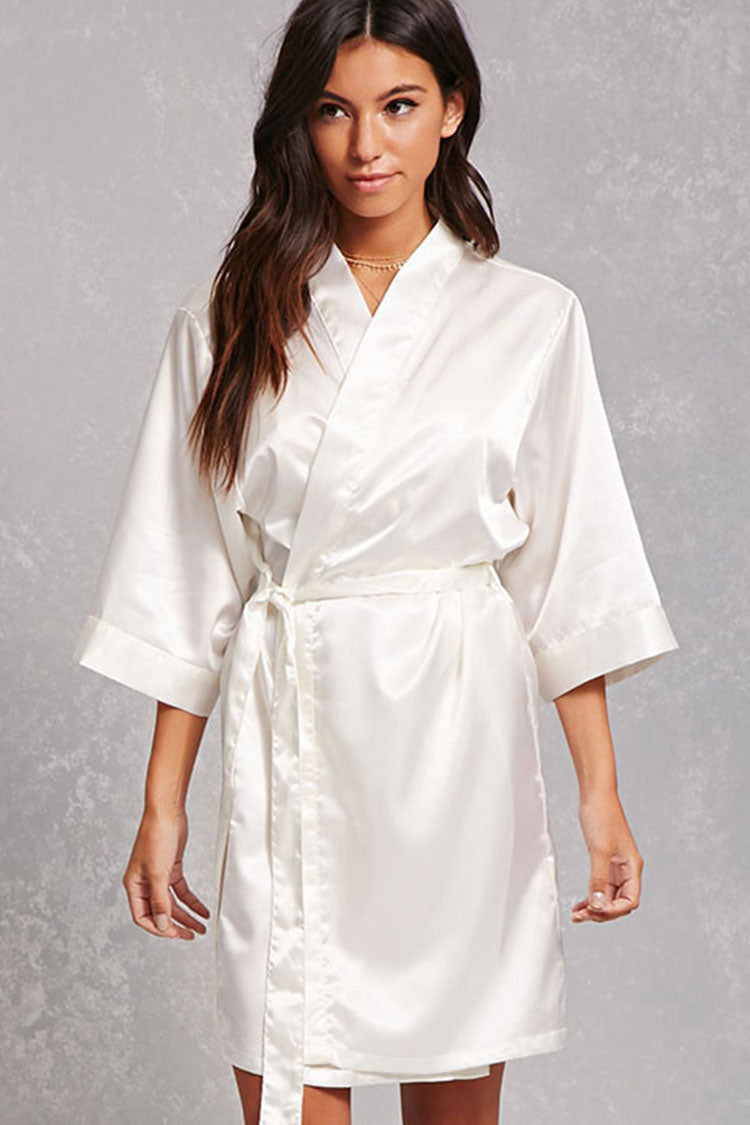 Ivory Satin Kimono Robe - Bridal & Bridesmaid Robes Wedding Gift - Bridal Gift - Bridesmaid Gift - Kimono Robe - Satin Robe - Kimono Satin Robe - PrettyRobes