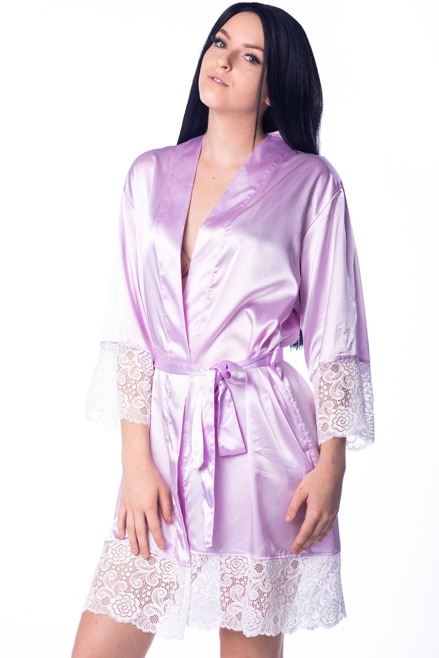 Lavender Lace Bridal Robe