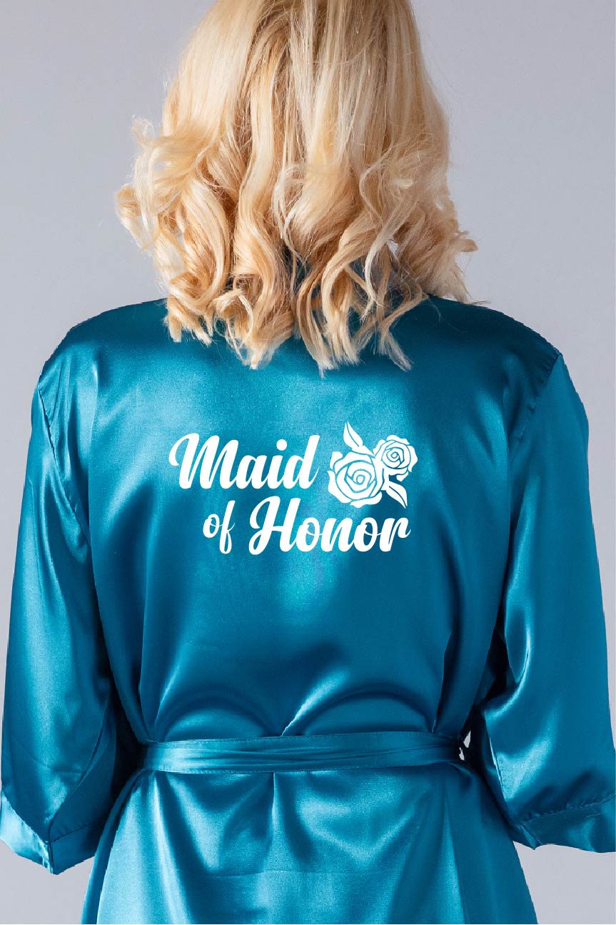 Bridal Satin Robes, Rose Style Maid of Honor Robe now at Pretty Robes ...