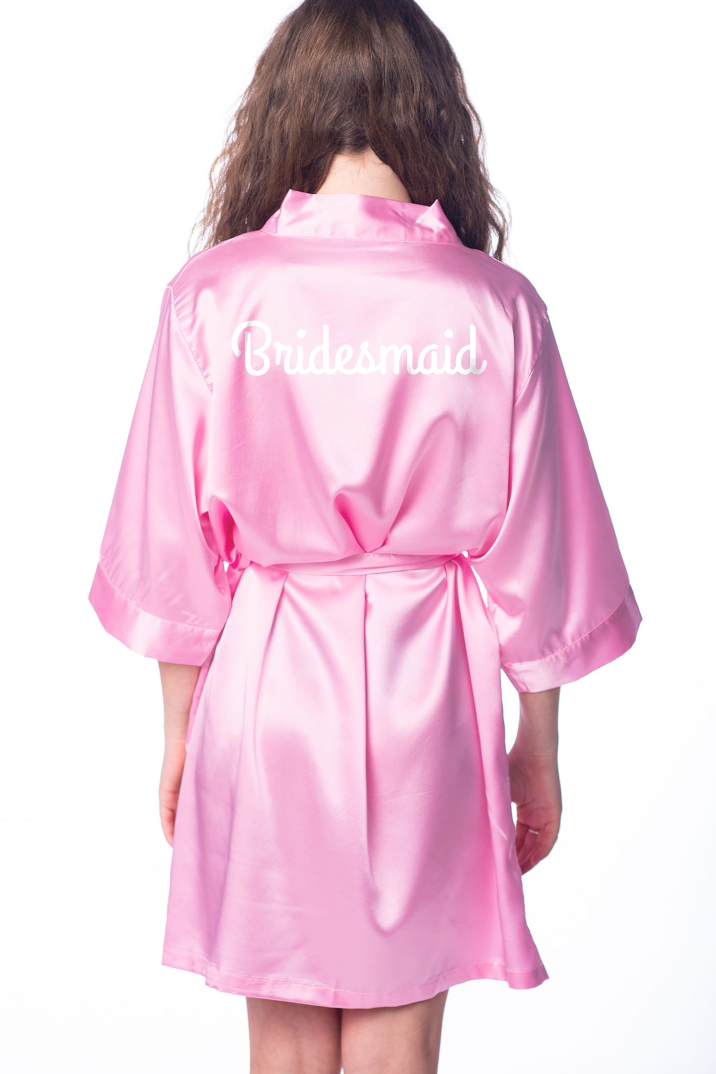 S/M "Bridesmaid" Pink Satin Robe - Grand Hotel in White (Clearance Item)