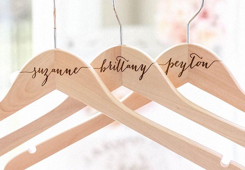Personalized Script Engraved Wooden Hanger