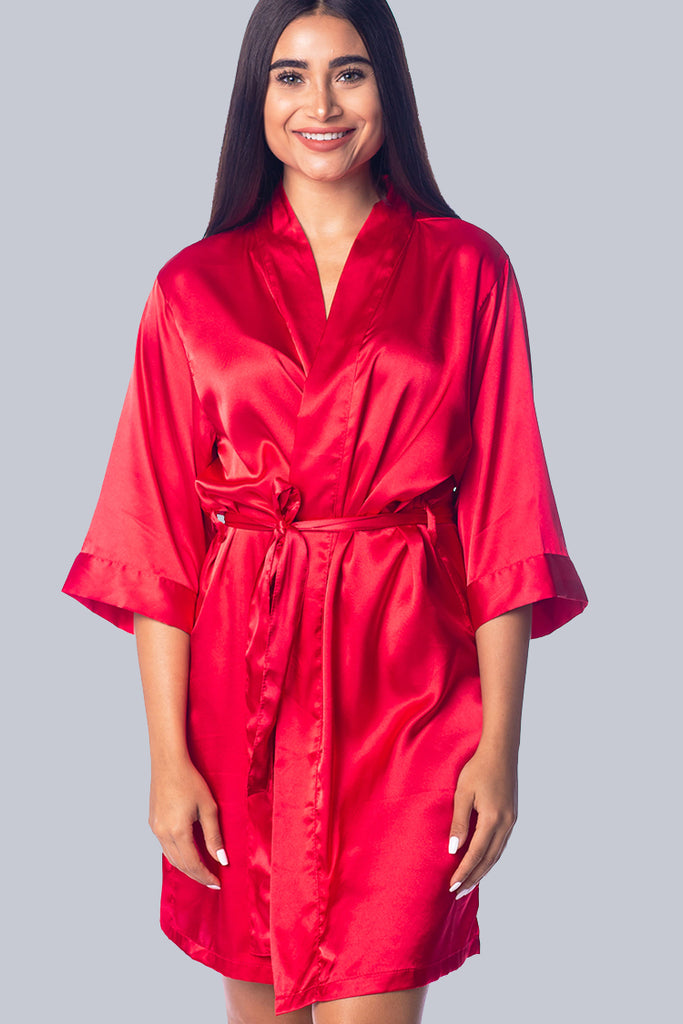 Red Satin Kimono Robe