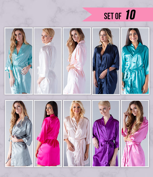 Set of 10 Robes - Plain, Floral, and Lace Robes