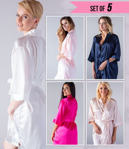 Set of 5 Robes - Plain, Floral, and Lace Robes