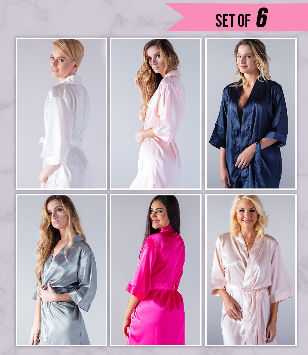 Set of 6 Robes - Plain, Floral, and Lace Robes