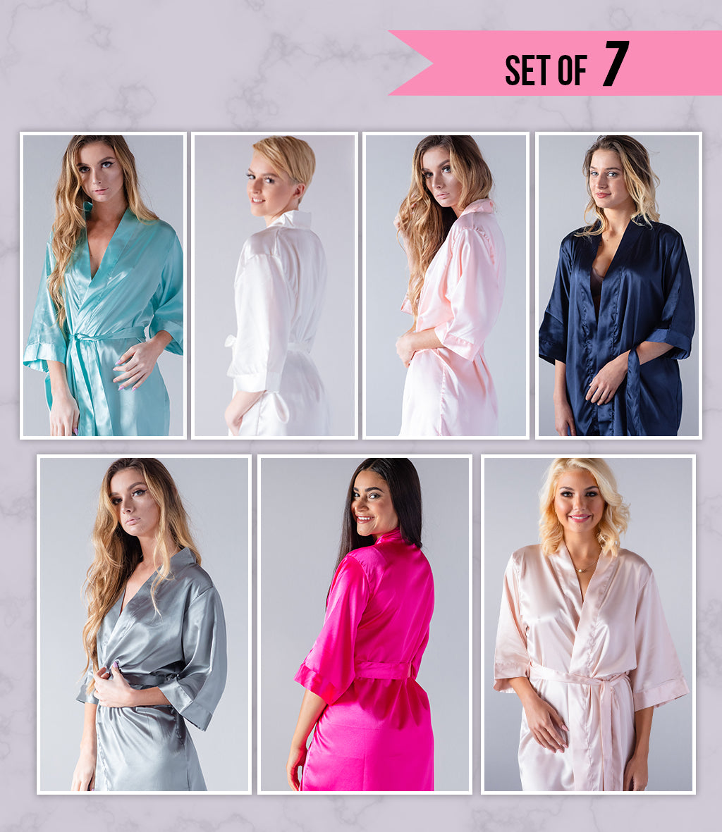 Set of 7 Robes - Plain, Floral, and Lace Robes