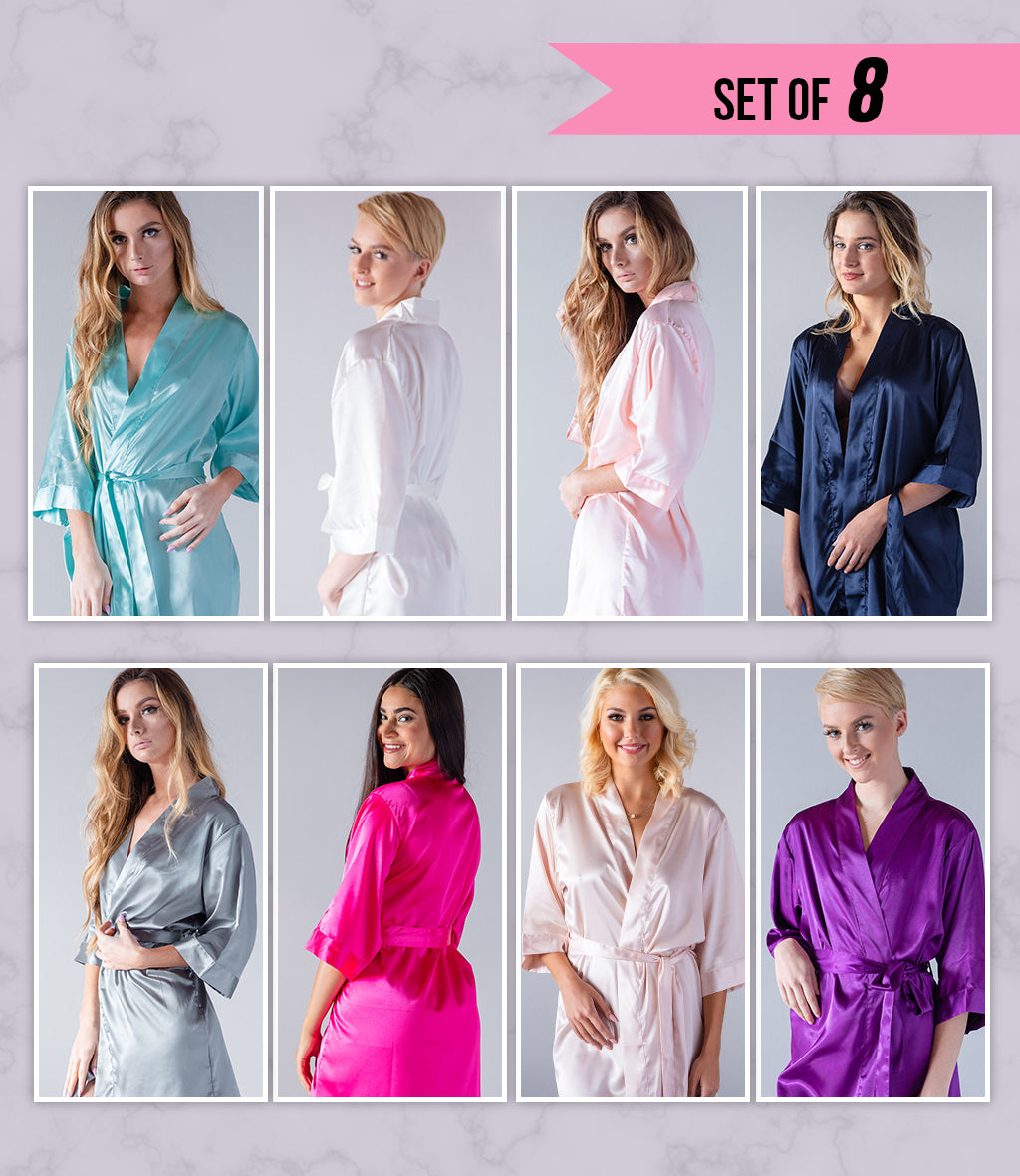 Set of 8 Robes - Plain, Floral, and Lace Robes