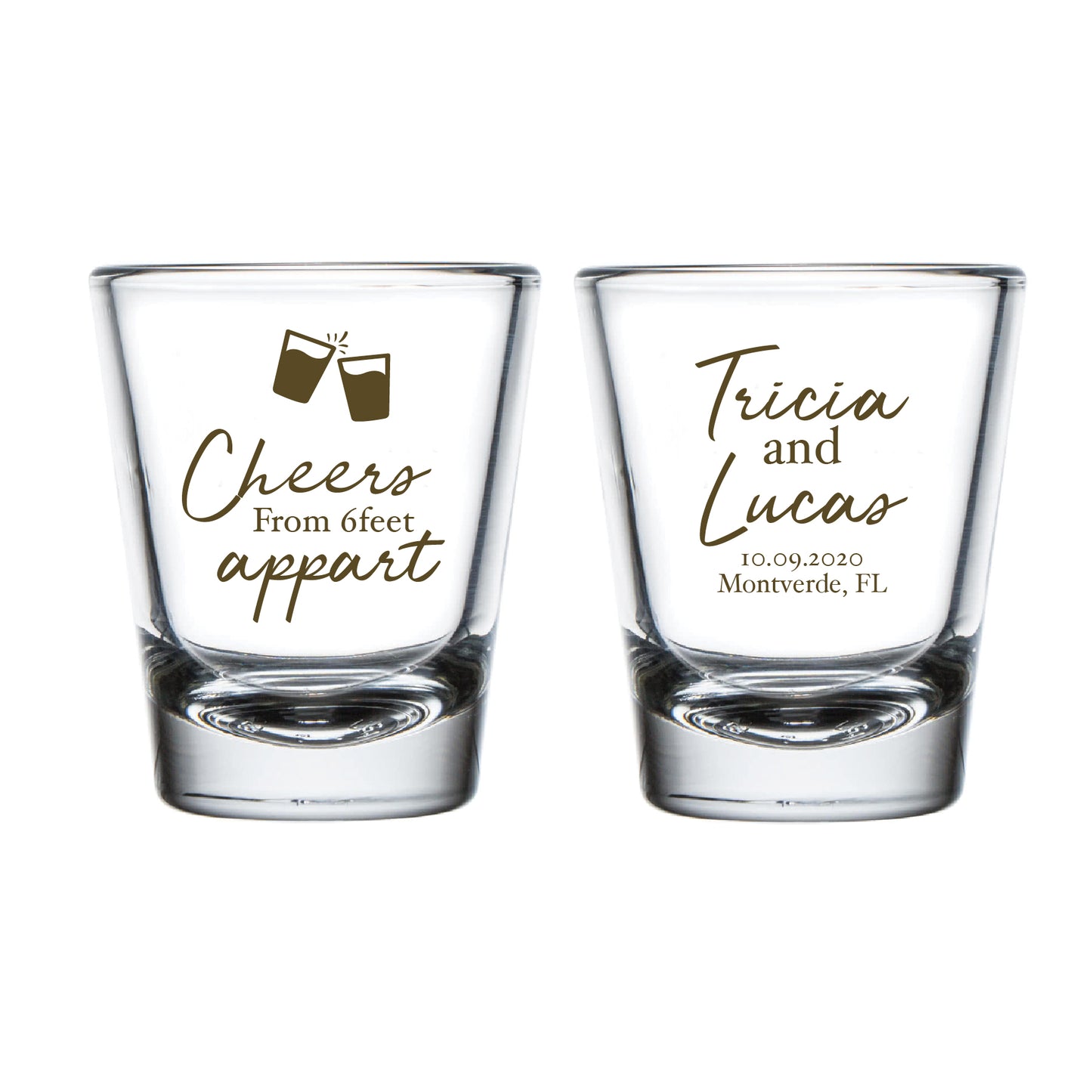 Cheers From 6 Feet Apart Wedding Shot Glasses (14)