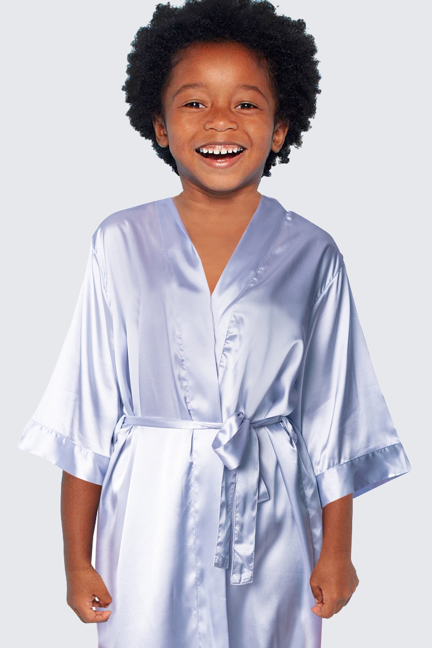 Silver Satin Kimono Robe Bridesmaid and Bridal Robes