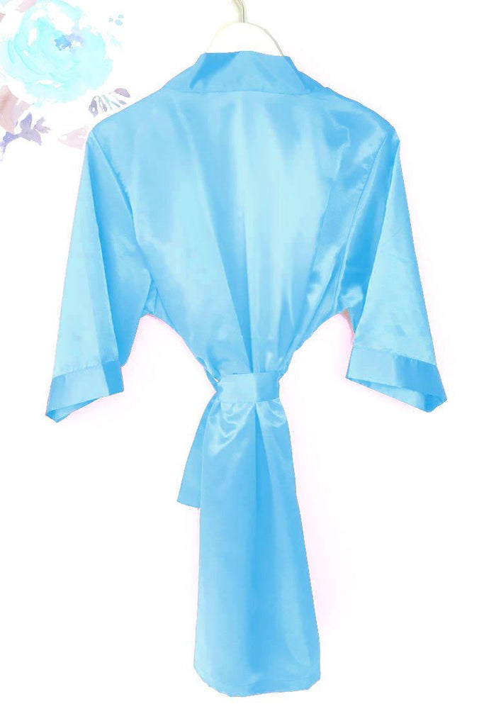Sky Blue Satin Kimono Robe