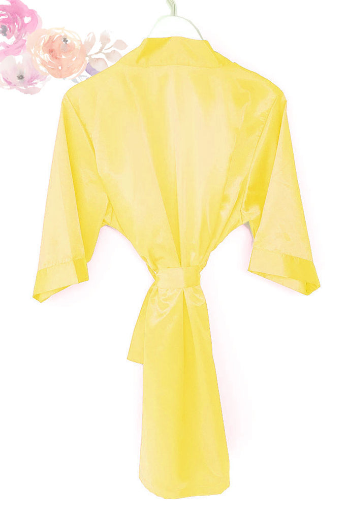 Sunny Yellow Satin Kimono Robe