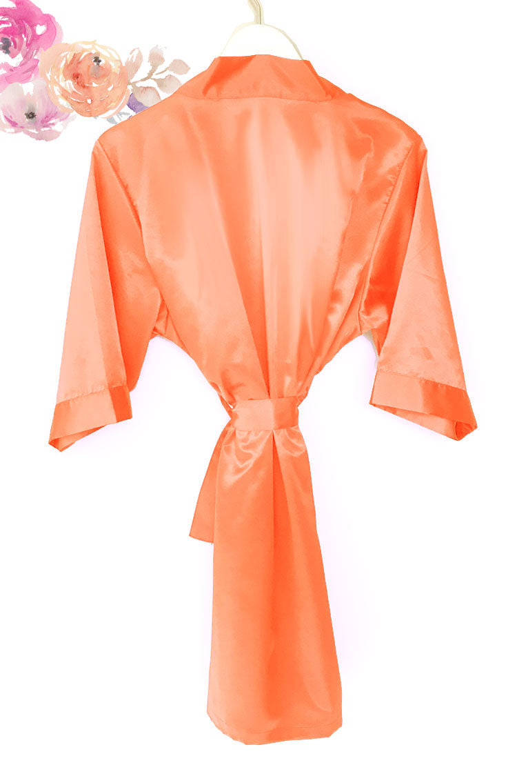 Tangerine Satin Kimono Robe