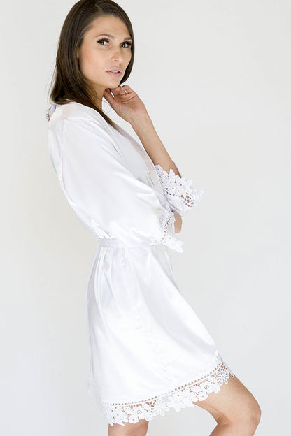 White Lila Lace Bridal Robe